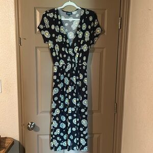 ModCloth floral faux wrap midi dress
